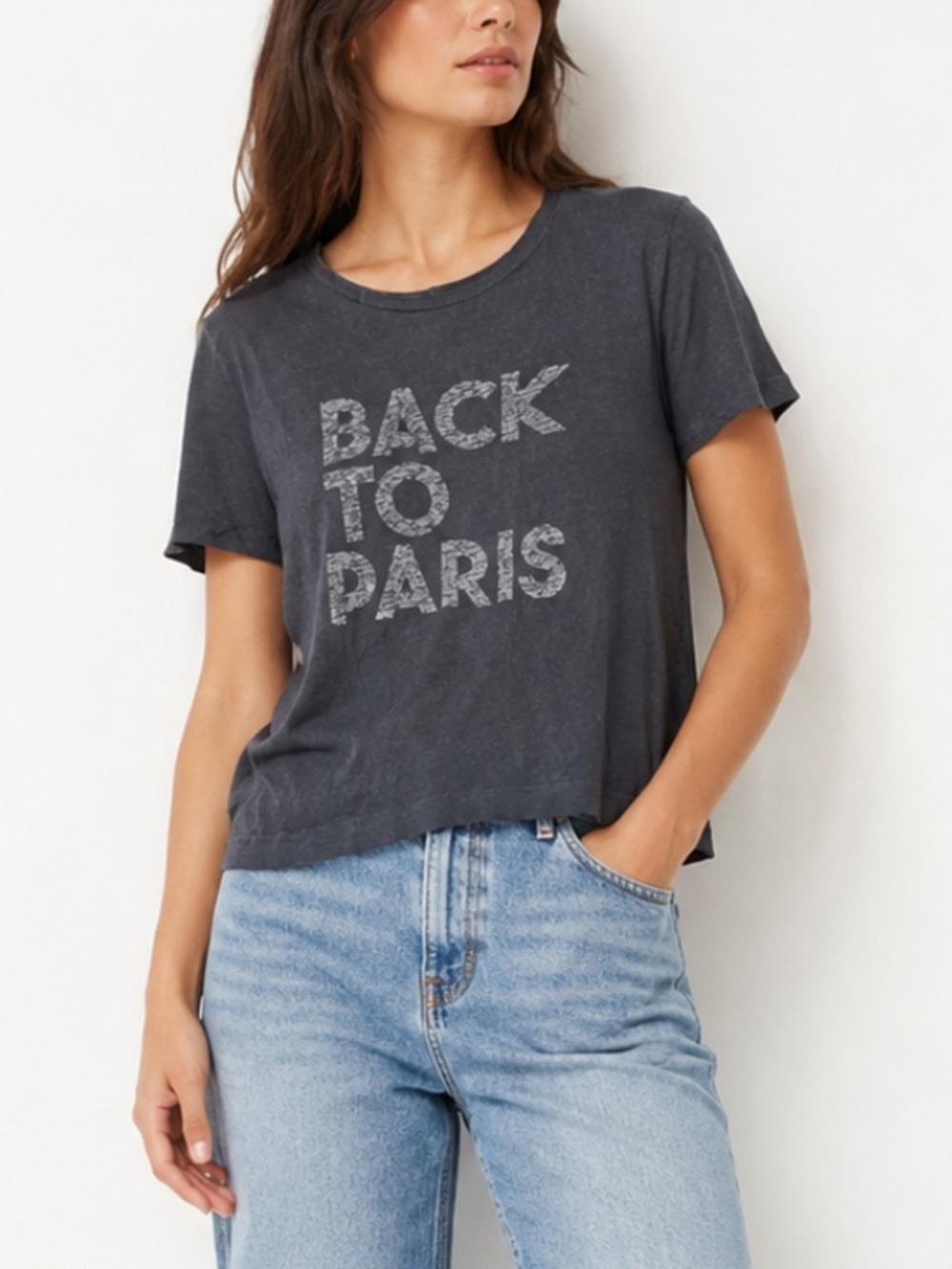 Claudie Pierlot Linen Paris Graphic Tee French Girl Euro Capsule Boxy T-Shirt M
